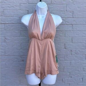 Chic Halter Neck Romper in Blush